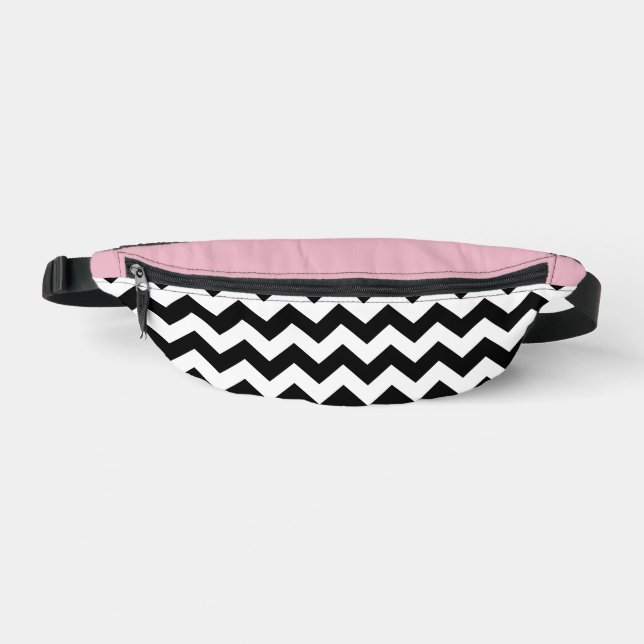 Sacs Banane Motif Zigzag noir et blanc, Chevron, rose (Recto)
