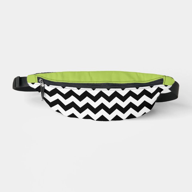 Sacs Banane Motif Zigzag noir et blanc, Chevron, Vert (Recto)