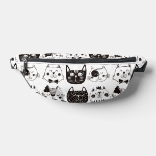 Sacs Banane Noir Blanc Funny Chat Visages Motif