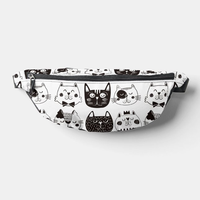 Sacs Banane Noir Blanc Funny Chat Visages Motif (Poser)