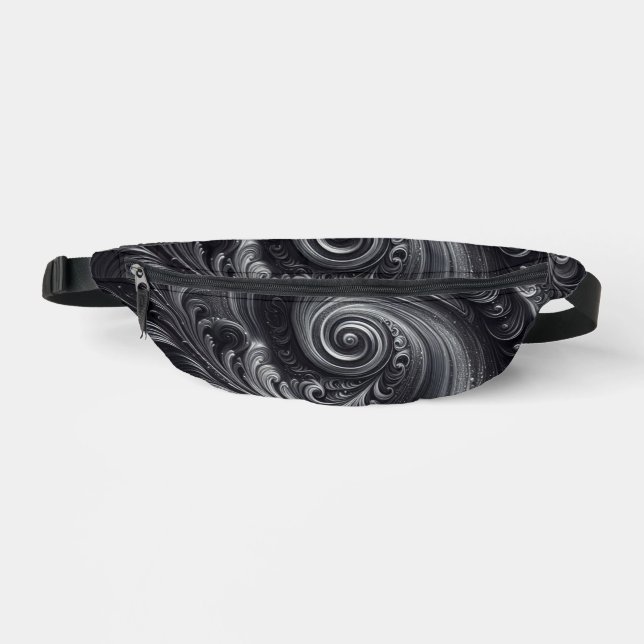 Sacs Banane Noir Blanc Gris Abstrait Moderne Simple Swirl (Recto)