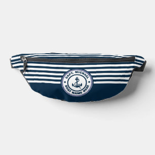 Sacs Banane Nom de bateau capitaine ancre nautique bleu blanc