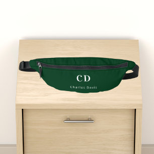 Sacs Banane Nom des initiales du monogramme blanc vert émeraud