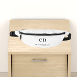 Sacs Banane Nom des initiales du monogramme noir blanc<br><div class="desc">Arrière - plan blanc,  texte noir. Personnalisez et ajoutez vos initiales monographiques et votre nom complet.</div>