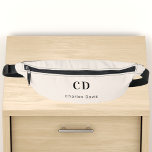 Sacs Banane Nom initial du monogramme beige<br><div class="desc">Arrière - plan beige,  texte noir. Personnalisez et ajoutez vos initiales monographiques et votre nom complet.</div>