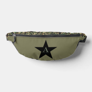 Sacs Banane Nom Initial Personnalisé Camouflage Vert Étoile