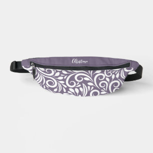 Sacs Banane Nom personnalisé Abstrait Floral Élégant Purple Cu