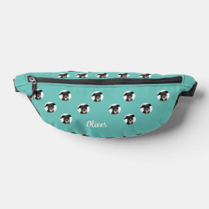 Sacs Banane Noms photo personnalisés Chien Photo Light Turquoi