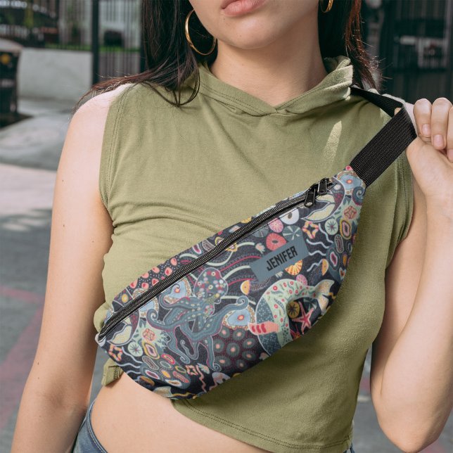 Sacs Banane Océan Créature Baleine marine Octopus Monogramme (Créateur téléchargé)