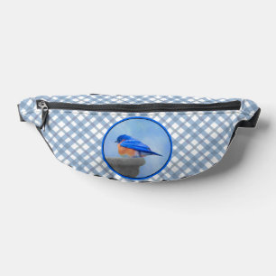 Sacs Banane Oiseau bleu de l'Est sur Birdbath Art original