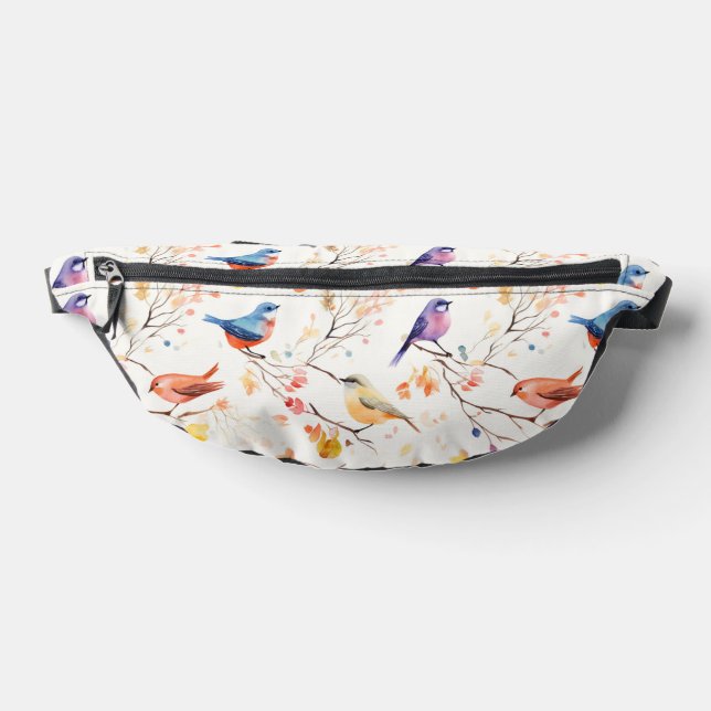 Sacs Banane Oiseaux d'aquarelle sur Motif de branche (Poser)