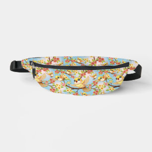 Sacs Banane Oiseaux mignons et heureux parmi les fleurs du pri