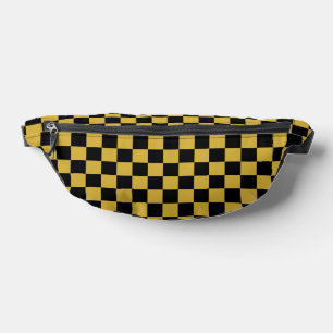 Sacs Banane Or métallique avec grand Motif Carré noir