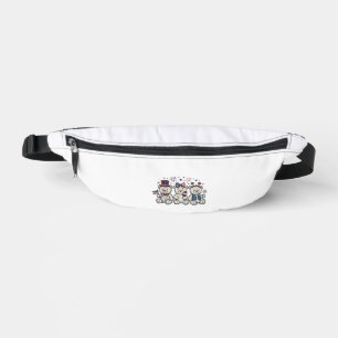 Sacs Banane Ours en peluche patriotiques Gravure vintage vecte