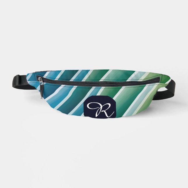 Sacs Banane Pack Fanny Monogramme personnalisé - Vert bleu Abs (Recto)