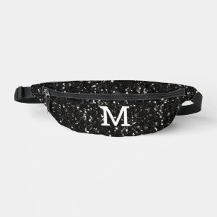 Sacs Banane Paillettes brillantes noires et blanches Monogramm