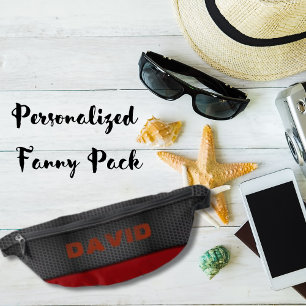 Sacs Banane Panneau en cuir rouge sur un homme en cuir texturé