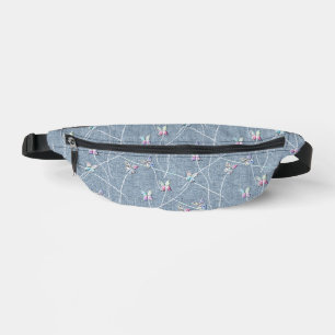 Sacs Banane Papillons en relief aquarelle sur lin bleu denim