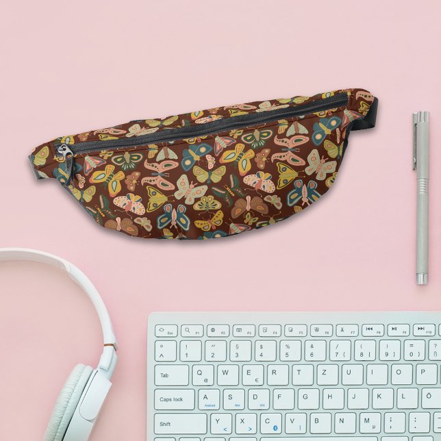 Sacs Banane Papillons Papillons d'art populaire Bleu rose Brow (Créateur téléchargé)