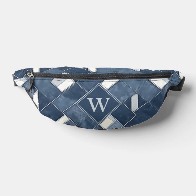 Sacs Banane Patchwork Monogramme Initial Bleu Denim (Poser)
