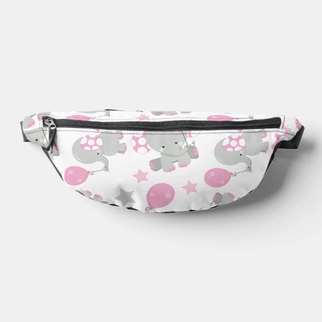 Sacs Banane Pattern of Elephants, Cute Elephants - Pink Gray (Poser)