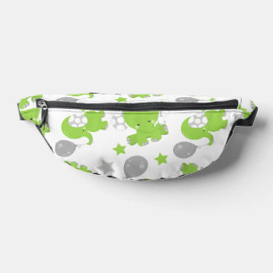 Sacs Banane Pattern of Green Elephants, Cute Elephants, stars