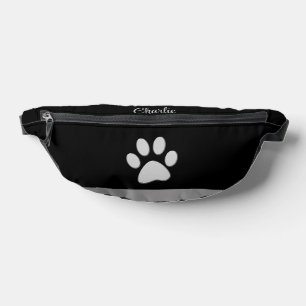 Sacs Banane Paw Chien Argent sur arrière - plan noir