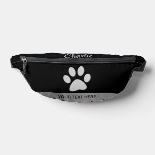 Sacs Banane Paw Chien Argent sur arrière - plan noir