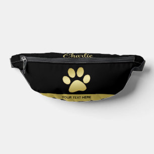 Sacs Banane Paw chien brillant or sur arrière - plan noir