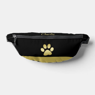 Sacs Banane Paw chien brillant or sur arrière - plan noir