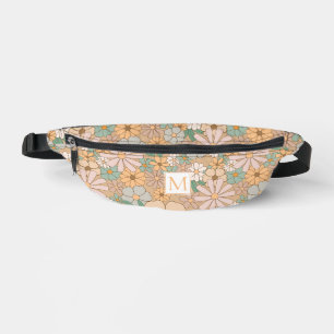 Sacs Banane Pêche Orange Floral Personnaliser le monogramme