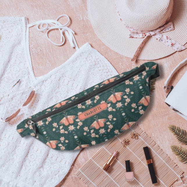 Sacs Banane Pêche verte Boho Floral Luna Moth Daisy Motif (Créateur téléchargé)