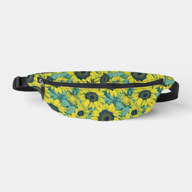 Sacs Banane Peinture moderne de tournesol jaune vert  (Recto)