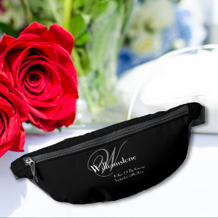 Sacs Banane Père De Groom Cadeau Élégant Monogramme Cool Noir