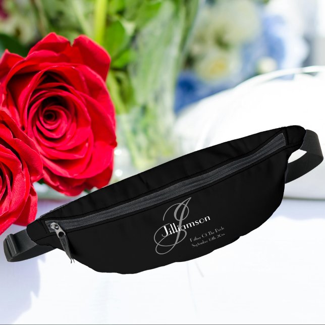 Sacs Banane Père De Mariée Cadeau Classique Monogramme Cool No (A Great "Father Of The Bride" Gift - Classic Monogram Cool Black Fanny Pack.)
