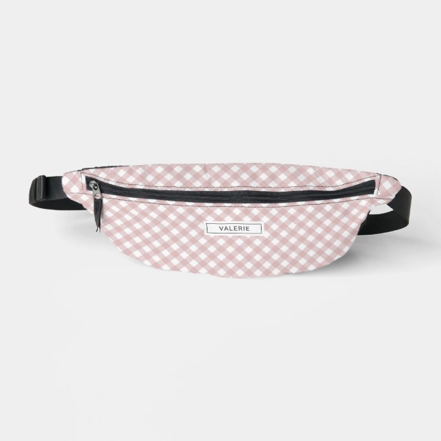 Sacs Banane Personnalisé Élégant Motif Plaid Rose Muet (Recto)