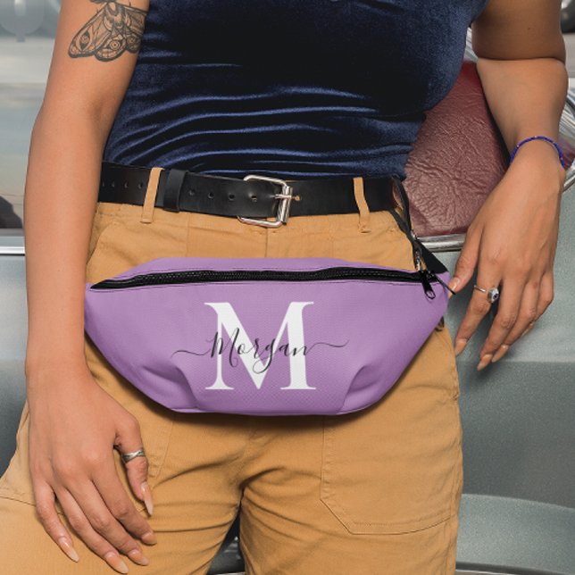 Sacs Banane Personnaliser Monogramme Nom initial Lavender Purp (Personalize Monogram Initial Name Lavender Purple Fanny Pack)