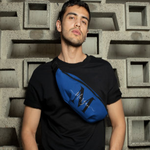 Sacs Banane Personnaliser Monogramme Nom initial Profond Bleu
