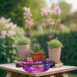 Sacs Banane Photo de jardin de fleurs de dahlia rose girly