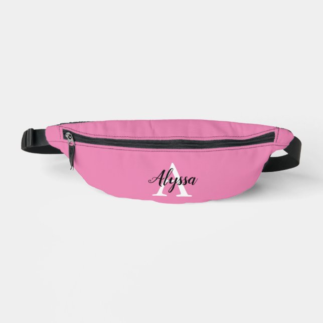 Sacs Banane Pink Stylé Monogramme Script Fanny Pack (Recto)