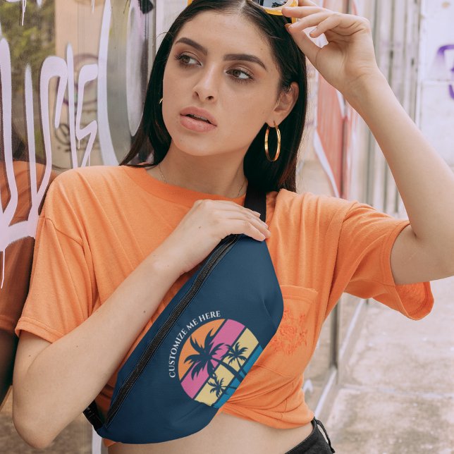 Sacs Banane Plage Personnalisée Vacances Cute Tropical Palm Tr (Créateur téléchargé)