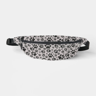Sacs Banane Poches de chien noir et blanc Pointe Polka sur gri