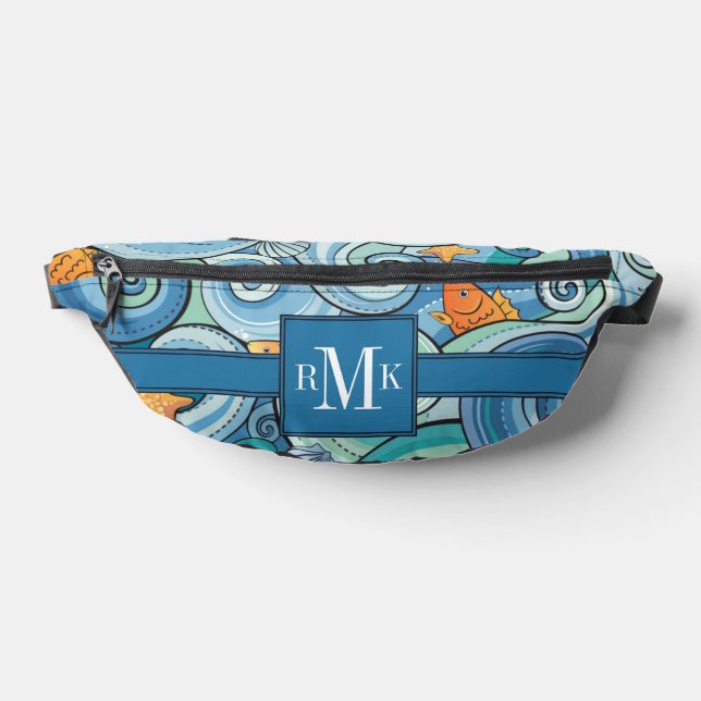 Sacs Banane Poisson Parmi Le Motif Des Vagues (Poser)