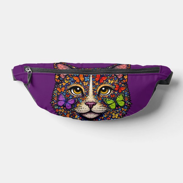 Sacs Banane Purple Butterfly Blooms Cat Portrait | Kitty Lover (Poser)