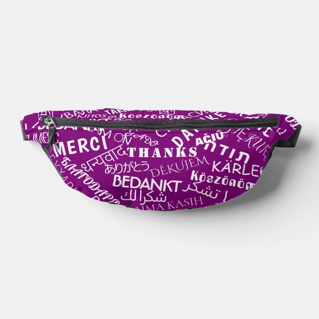 Sacs Banane Purple Fanny Pack Merci multilingue Texte (Poser)