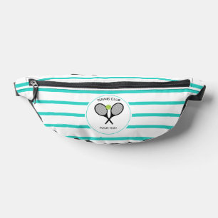 Sacs Banane Raquette de tennis personnalisée Turquoise rayée