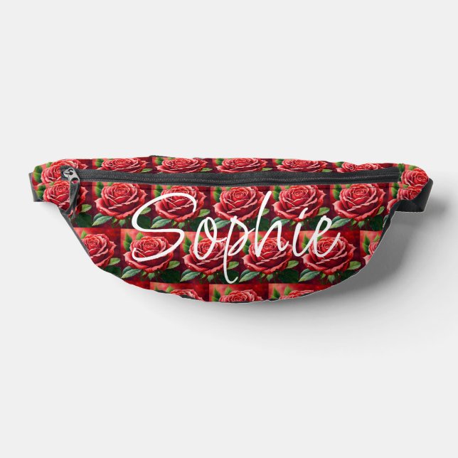 Sacs Banane Red Roses White Nom de script personnalisé (Poser)