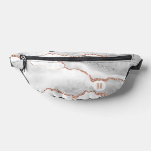 Sacs Banane Rose Gold Glitter Agate Marbre Blanc Élégant