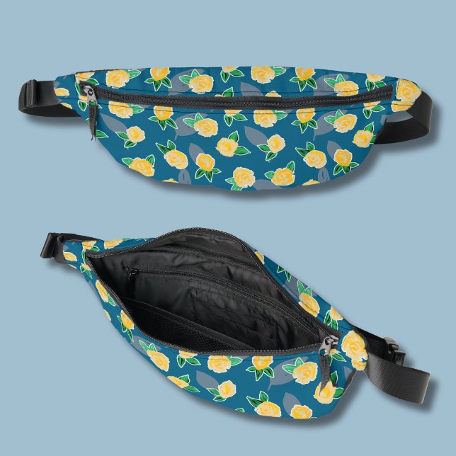 Sacs Banane Rose jaune florale botanique (Yellow rose botanical floral fanny pack)