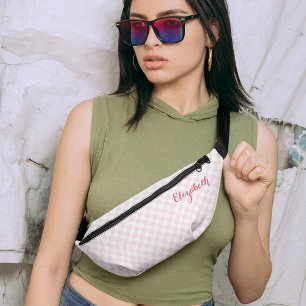 Sacs Banane Rose moderne À damiers Nom du Motif Taille Crossbo